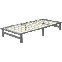 Cama de palés con somier de láminas 90x200 cm de madera maciza gris LIT06223