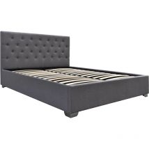 Habitat Et Jardin - Cama doble con cofre 'Tino' 140 × 190 cm - Gris