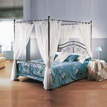 Iperbriko - Cama doble de hierro con dosel negro