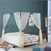 Argonauta - Cama doble de hierro con dosel negro alice 166x208x h210 cm