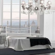 Argonauta - Cama doble de hierro con estructura de cama de hierro blanco conca 166x202x h117 cm