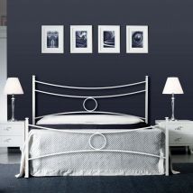 Cama doble de hierro con reposapiés Blanco conca 166x208x h117 cm