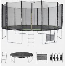 Cama elástica con pack de accesorios, 490cm, Jupiter xxl, Verde, 490x490x270 cm