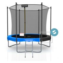 Cama Elástica - Trampolín exterior Clásico Play4fun 8Ft - ø244cm - Con acolchado protector reversible Azul / Negro