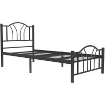 Design Ameublement - Cama individual metálica con Cabecero Color Negro Modelo Danae Para Colchón de 90x190