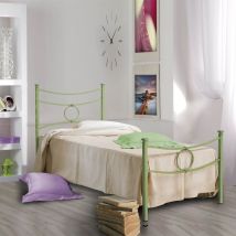 Cama Individual de Hierro con Cabecero Verde CONCA 92x208x h117 cm