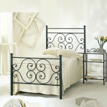 Argonauta - Cama individual de hierro forjado negro con pie de cama Firenze