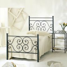 Argonauta - Cama Individual De Hierro Forjado Negro Con Pie De Cama Firenze