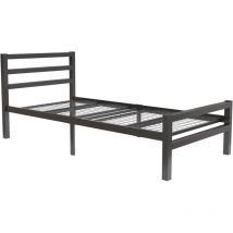 Cama individual metálica con Cabecero Color Negro Modelo Niki Para Colchón de 90x190
