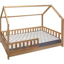 Parure de Lit Enfant Cabane ''Bosco'' 90x190cm + Matelas serenia 90x190cm (Hauteur 17cm), Respirant, Adaptable et Thermique