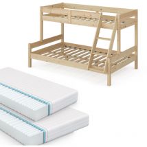 Vitalispa - Litera Everest, Madera natural, 120x200 / 80x200 cm con 2 colchones