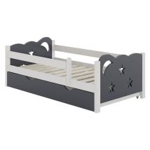 Cama infantil Jessica, Gris, 70x140 cm con cajón, sin colchón, Vitalispa