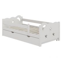 Cama infantil Jessica, Blanco, 70x140 cm con cajón, sin colchón, Vitalispa
