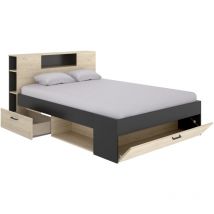 Dekit lanka - cama compacta para dormitorio - natural / grafito - 95 x 149.6 x 218.5 cm