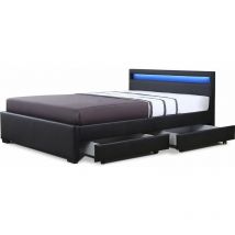 Cama led 'nico' 140 × 190 cm - Negro