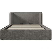 Gutent - Cama matrimonial acolchada 180 x 200 con cojines y base desenfundable, lino, gris