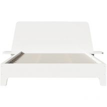 Gutent - Cama matrimonial de madera maciza 160x200 cm con cabecera y somier de listones, blanco