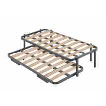 Cama Express - Cama Nido Metálica, Estructura Reforzada con Doble Barra Superior, 6 Patas, Medidas 80x190 cm