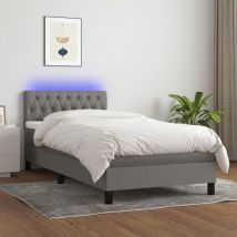 Cama para adulto,Cama box spring,Camas individuale colchón y luces led tela gris oscuro 90x190 cm XZZ8176002 Maisonchic
