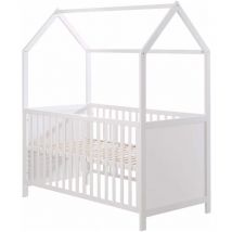 Cama para Niños Rebecca Mobili Seben 154,5x142,5x74,5 Pino Blanco Marrón Claro Escandinavo
