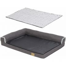 Cama Perro Grande Ortopedica Colchonetas Impermeable Sofa Perros Desenfundable Lavable, 100x75x20cm, L, Gris