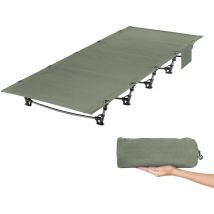 Todeco - Cama Plegable Compacta, Ultraligera Portátil Fuerte y Resistente, 192 x 70 x 17cm, Carga máxima 150 kg, para Camping, Playa, Viajes,