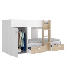 Befara - cama tren con armario colin - Artic / Natural