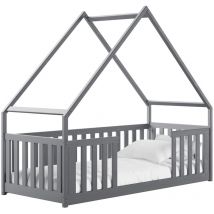 Arredamento1 - Cama Vista 114, Gris, Individuales, 80x200, Madera, Somieres, 86x208x184cm