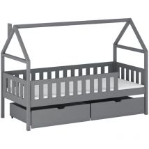 Cama Vista 116, Gris, Individuales, 90x200, Madera, Somieres, 96x208x138cm