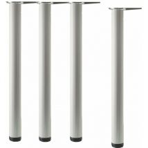 Camar Tischfuß Aluminia ø 60mm, Tischbeine höhenverstellbar, Länge 690-720mm gerillt, Aluminium silber 4 Stück