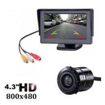 Aiperq - Cámara de visión trasera hd 1080P de 4,3 pulgadas, kit de sistema de estacionamiento con monitor para tablero, para auto, camping, camión,