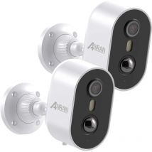 Anran - Cámaras de videovigilancia interiores y exteriores Paquete de 2 cámaras inalámbricas para exteriores, cámara de vigilancia WiFi 2K cámaras