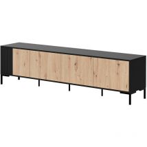 Bestmobilier - Cambridge - meuble tv - bois et noir - 200 cm