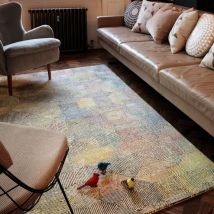 Camden Wool Viscose Hand Tufted Geometric Kaleidescope Cream Multi Coloured Rug Medium Medium 120x170 cm (4'x5'6")