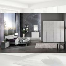 Toscohome - Camera da letto completa colore grigio cemento - Manitoba