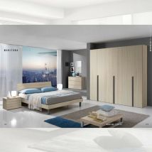 Camera da letto completa colore olmo con armadio 6 ante - Manitoba
