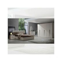 Camera da letto Soleil con letto contenitore colore cashmere e olmo biscotto