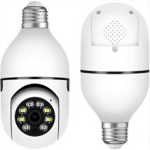 Caméra d'ampoule WiFi extérieure, caméra de sécurité intelligente 1080P, caméra d'ampoule sans fil à 360 degrés