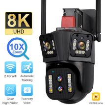 Ranipobo - Camera de Surveillance 16MP 8K Zoom 10X a l'exterieur Quatre objectifs Trois ecrans ptz Camera WiFi Securite Protection tv en circuit