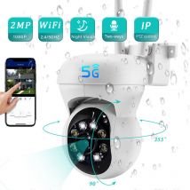 Trimec - Camera de Surveillance Exterieure ip WiFi 2.4 + 5G hd 1080P ptz 2MP Zoom Numerique 4X Suivi Humain Vision Nocturne Couleur