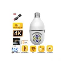 M-e - Caméra de Surveillance Intérieure Ampoule 4K 8MP Zoom 10X Sécurité à Domicile WiFi Suivi automatique + Lecteur + Carte Micro sd 128G