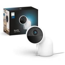 Philips Hue - Secure Caméra Filaire hd 1080P avec Support de Bureau, utilisation intérieure ou extérieure, contrôle avec une seule application, Blanc
