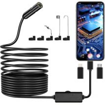 Beijiyi - Caméra Endoscopique, 1920P hd Camera d'Inspection Canalisation, IP67 Endoscope Camera avec 8 lumières led Câble Semi-Rigide de 5m pour