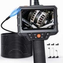 Caméra endoscopique avec lumière, Borescope portable 4.3'' HD 1080P avec 8 lumières LED ajustables, Caméra d'inspection avec câble semi-rigide de