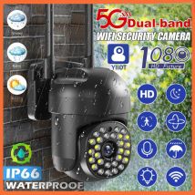 Caméra Von Sicherheit Extérieure Ohne Fil 5g, Caméra Ptz 2mp, 2. 4g / 5ghz Dual Bands, Vision Nocturne Couleur, Alarme Son / Lumière, Détection Von 