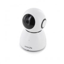 Chacon - Caméra de surveillance Wi-Fi intérieure hd rotative - 128Go - Blanc et Noir