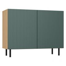 CAMI - Aparador 2 puertas glamour - 100x40x78 cm - 4 nichos de almacenaje - Puertas de lamas