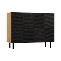 Hucoco - cami - Buffet style glamour 2 portes - 100x40x78 cm - 4 niches de rangement - Façades à lamelles