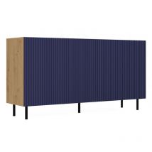 Hucoco - cami - Credenza glamour a 3 ante - 150x40x78 cm - 4 nicchie portaoggetti - Ante a doghe