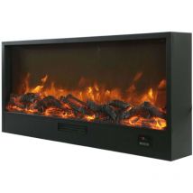 Camino Elettrico da Incasso Effetto Fiamma 108x20x50,7 cm 1500W Sined Ispica 108 Nero
